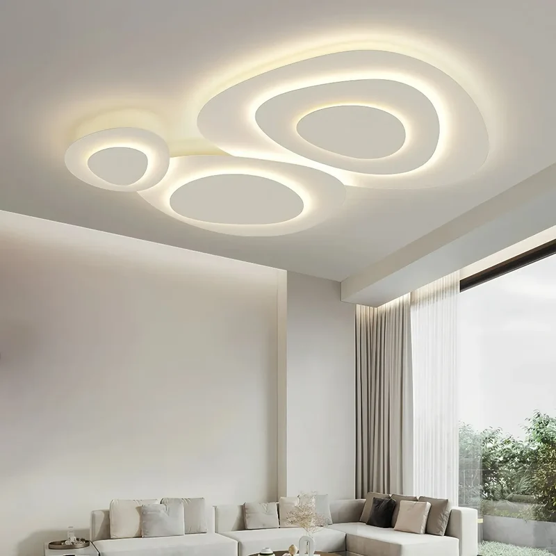 Moderne dimmbare LED Deckenleuchte in Weiß für das Wohnzimmer