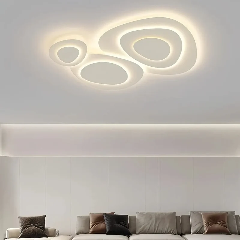 Moderne dimmbare LED Deckenleuchte in Weiß für das Wohnzimmer