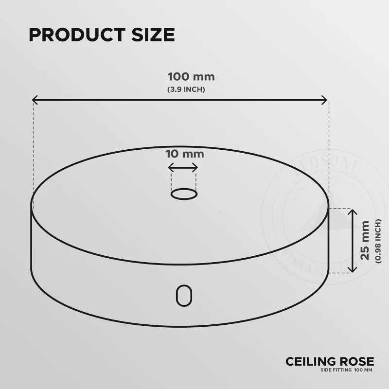 LEDSONE 100mm Metall-Baldachin Schwarz Deckenrose ~1354