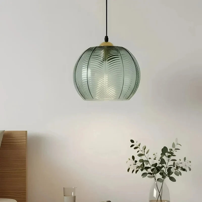 Pendelleuchte Grün Glas Kugel im Vintage Stil fürs Esszimmer