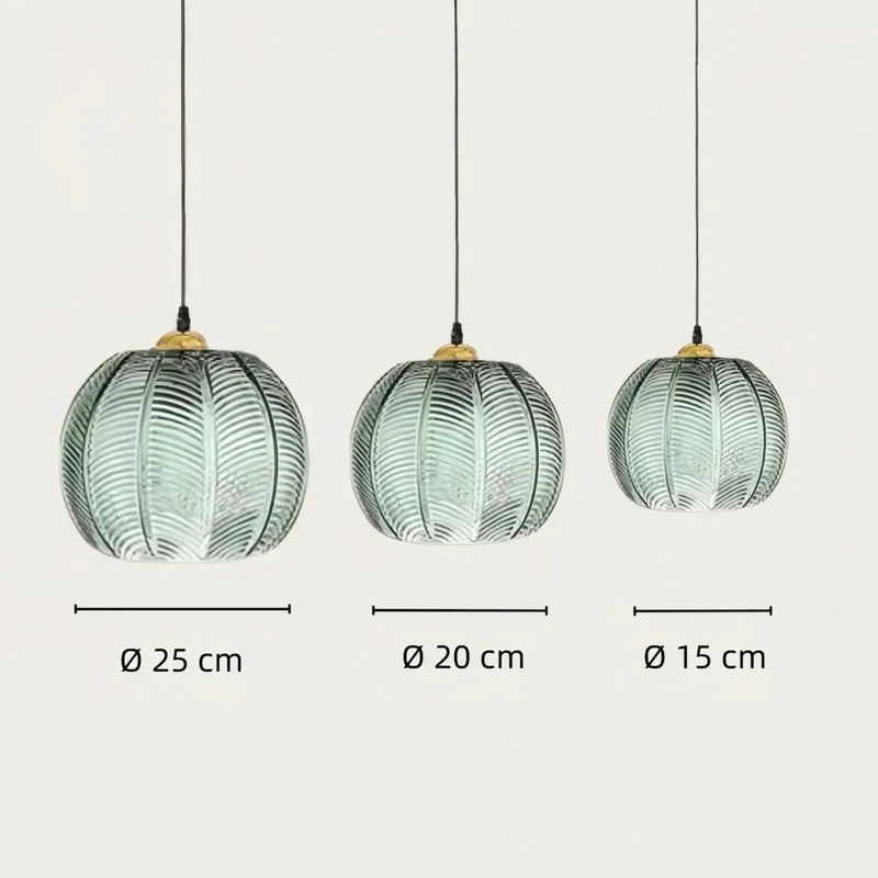 Pendelleuchte Grün Glas Kugel im Vintage Stil fürs Esszimmer