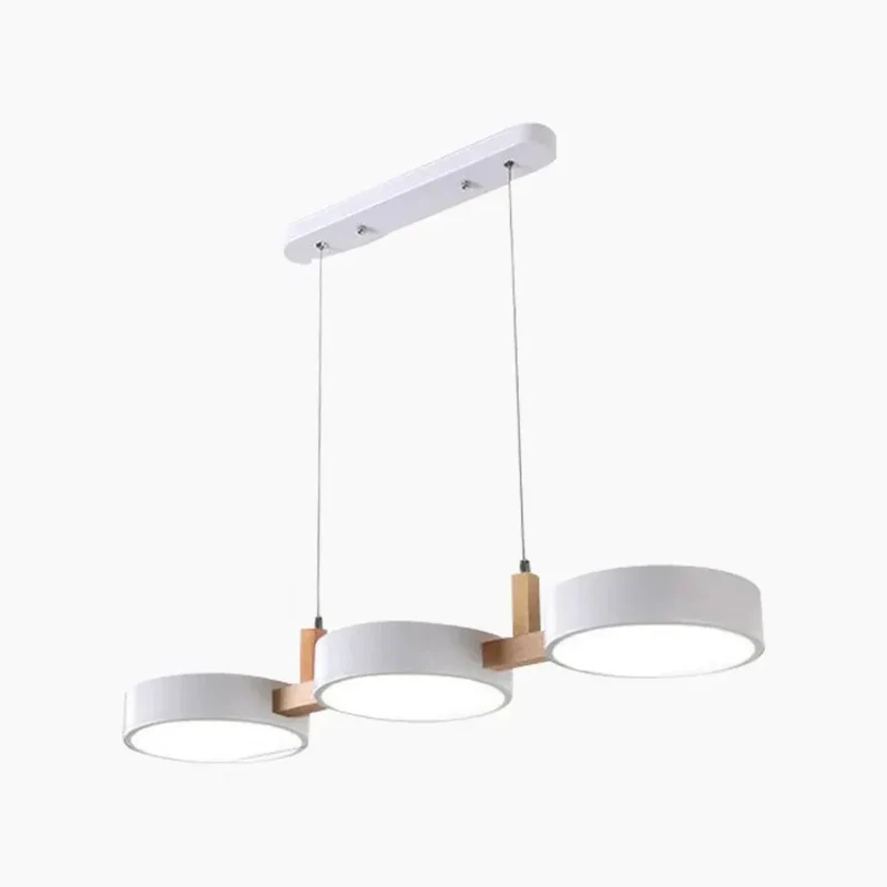 3-flammige Pendelleuchte im skandinavischen Design aus Metall und Holz für Esszimmer
