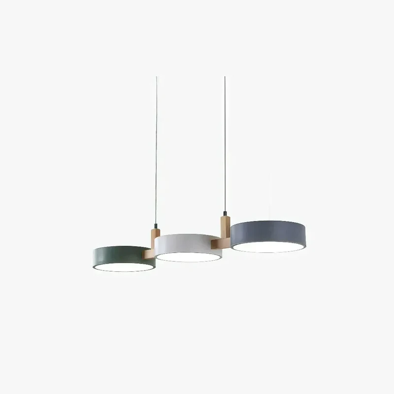 3-flammige LED-Pendelleuchte für den Esstisch aus Holz und Metall