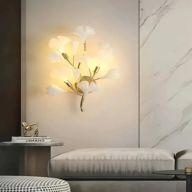 Modern Wandleuchte Blatt aus Keramik für Esszimmer