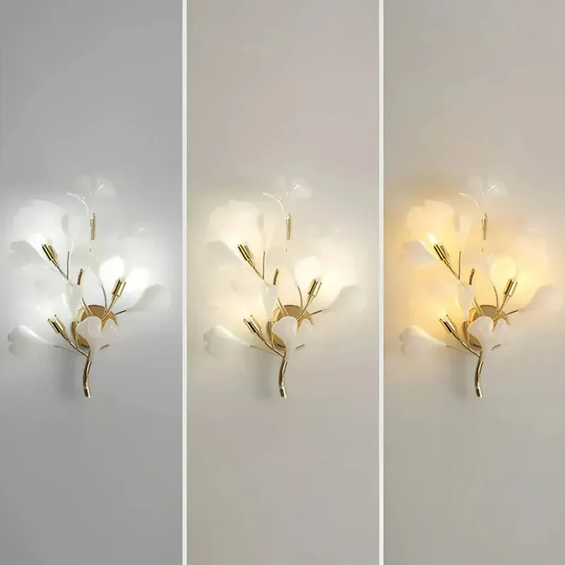 Modern Wandleuchte Blatt aus Keramik für Esszimmer