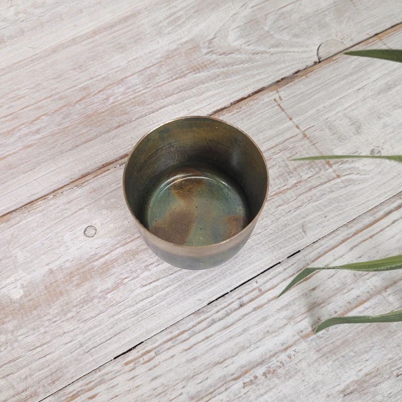 Design Teelichthalter Metall Gold Blau Grün Patina 8cm Deko