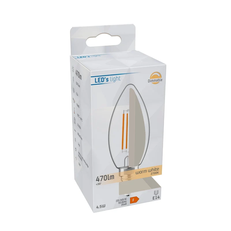 LED-Filament Kerzenlampe dimmbar C35 4,5W 470 lm warmweiß E14 - LED's Light