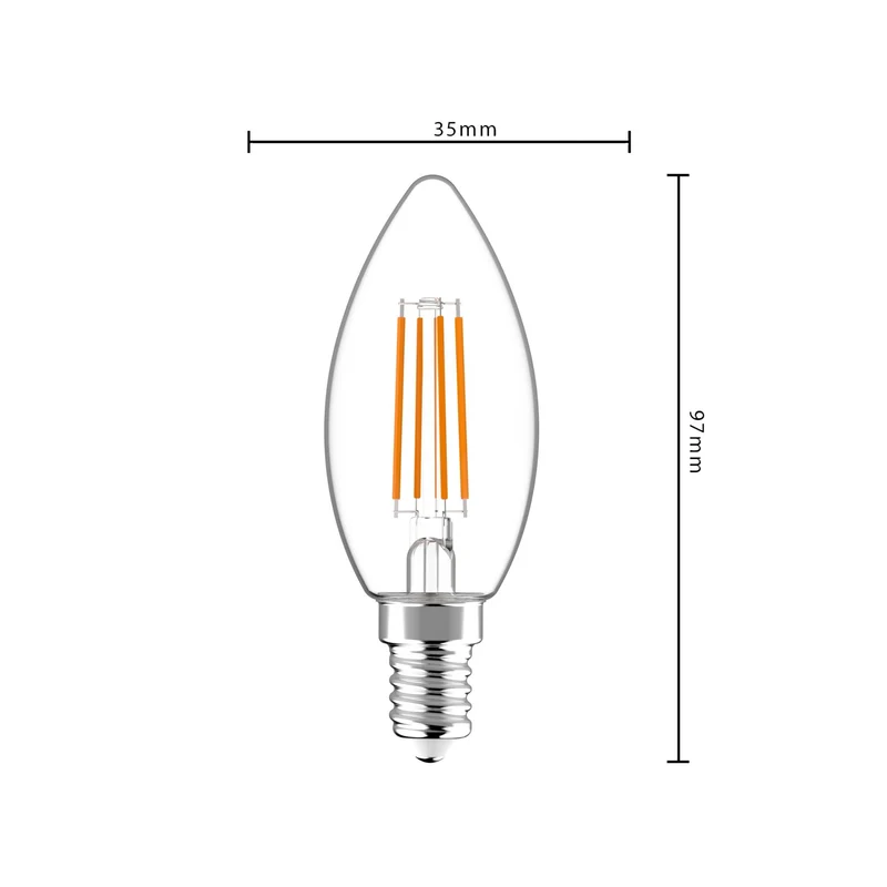 LED-Filament Kerzenlampe dimmbar C35 4,5W 470 lm warmweiß E14 - LED's Light