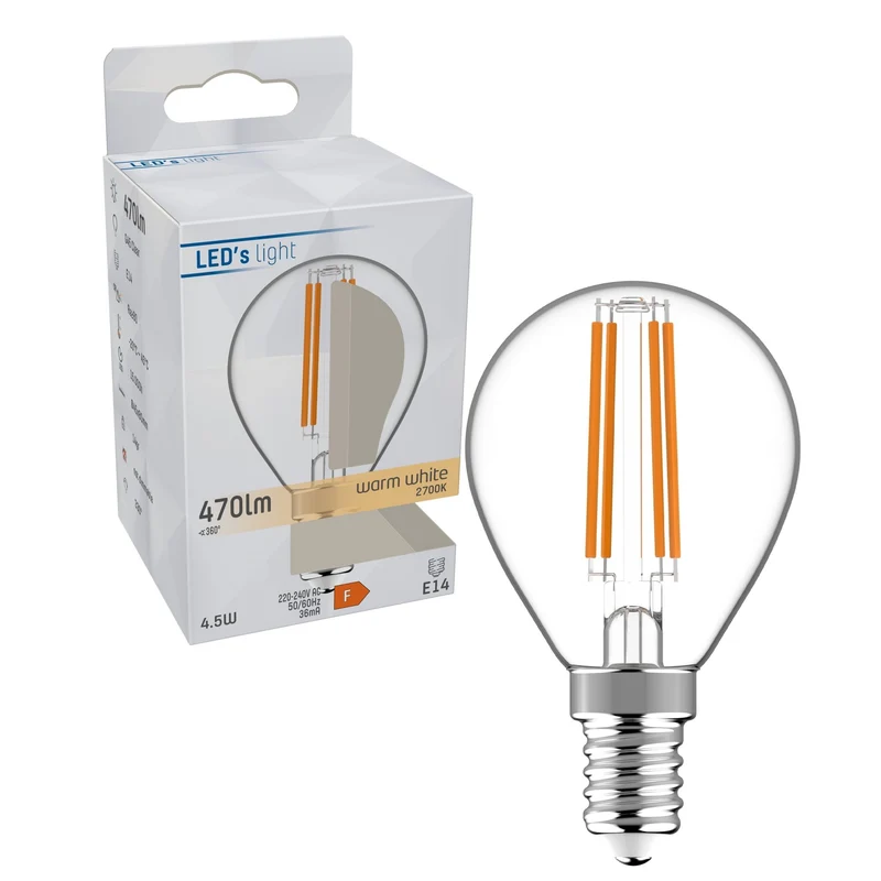 LED Kugel E14 4.5W warmweiß Klar G45 - LED's Light
