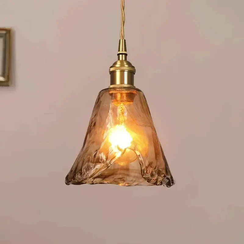 Pendelleuchte aus Bernstein Glas und Messing im Mid Century Stil für Esszimmer