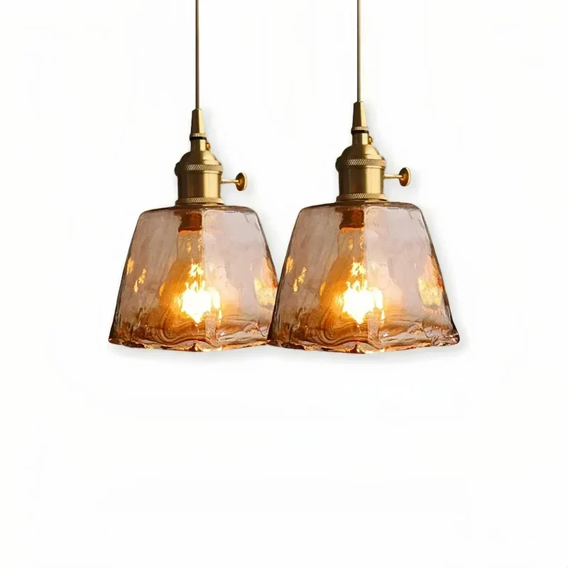 Pendelleuchte aus Bernstein Glas und Messing im Mid Century Stil für Esszimmer