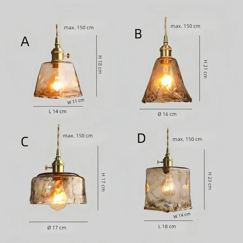 Pendelleuchte aus Bernstein Glas und Messing im Mid Century Stil für Esszimmer