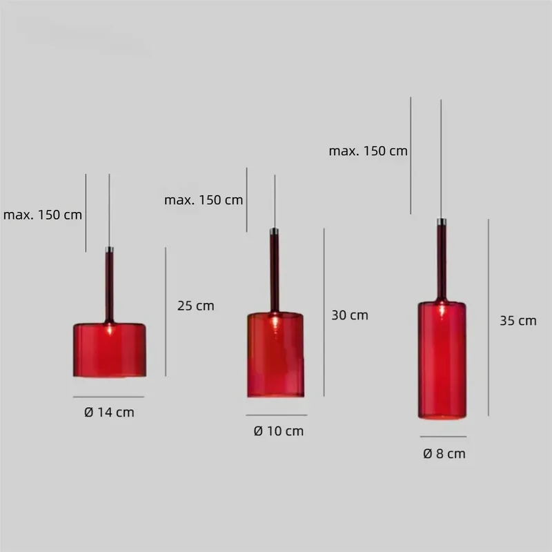 Moderne LED Pendelleuchte aus Glas in Zylinderform für Schlafzimmer