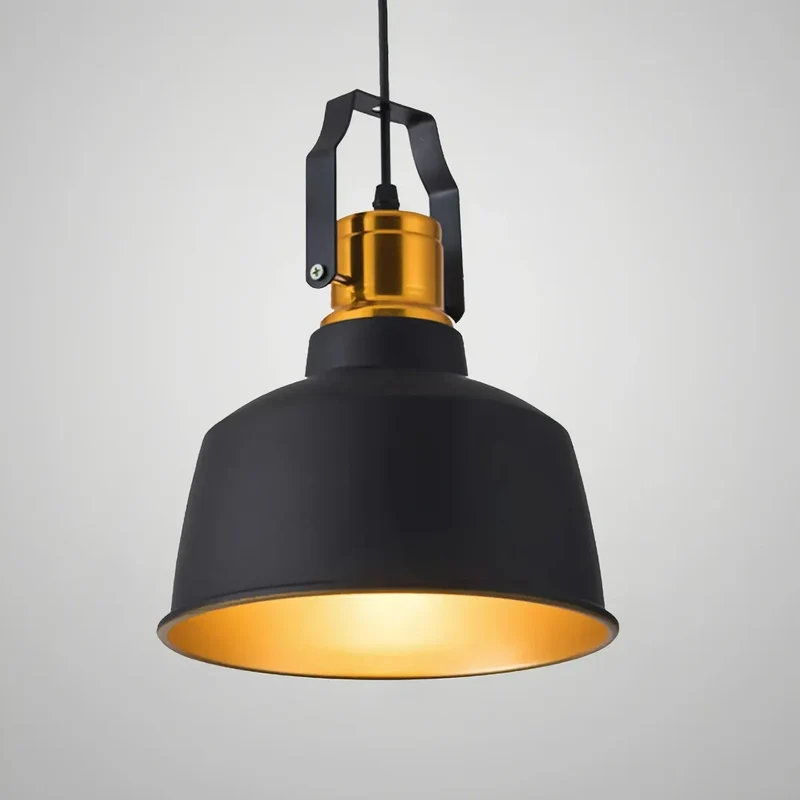 Industrial Pendelleuchte Schwarz-Gold aus Metall für Esszimmer