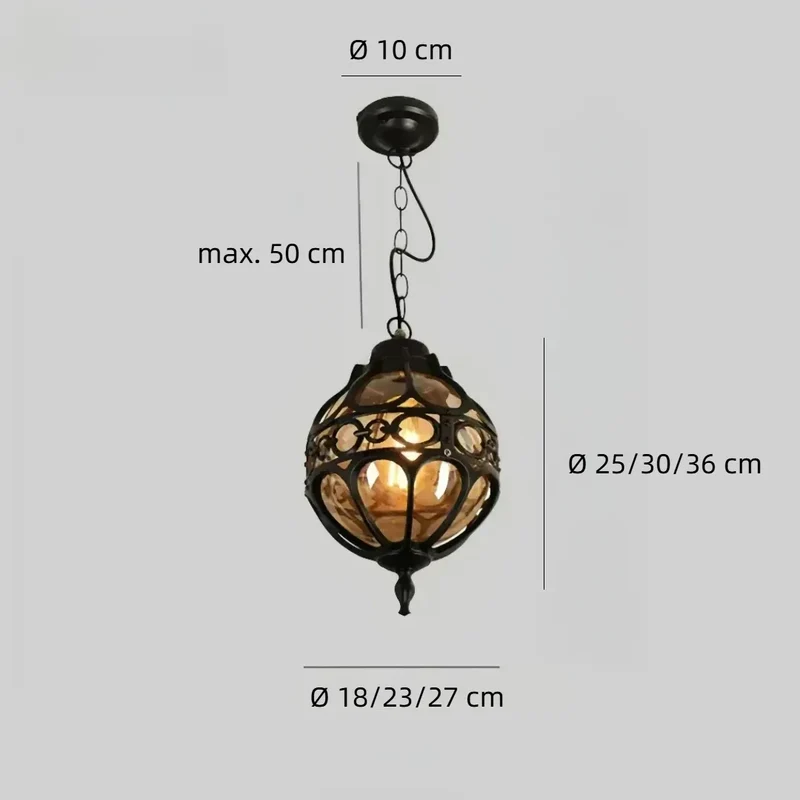 Pendelleuchte Metall Vintage Kugelform für Terrassen