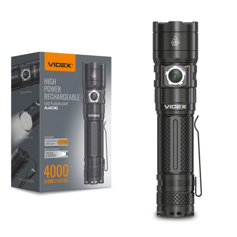 LED-Taschenlampe 20 Watt | Wiederaufladbar | 4000 Lumen | 6500K – Tageslicht