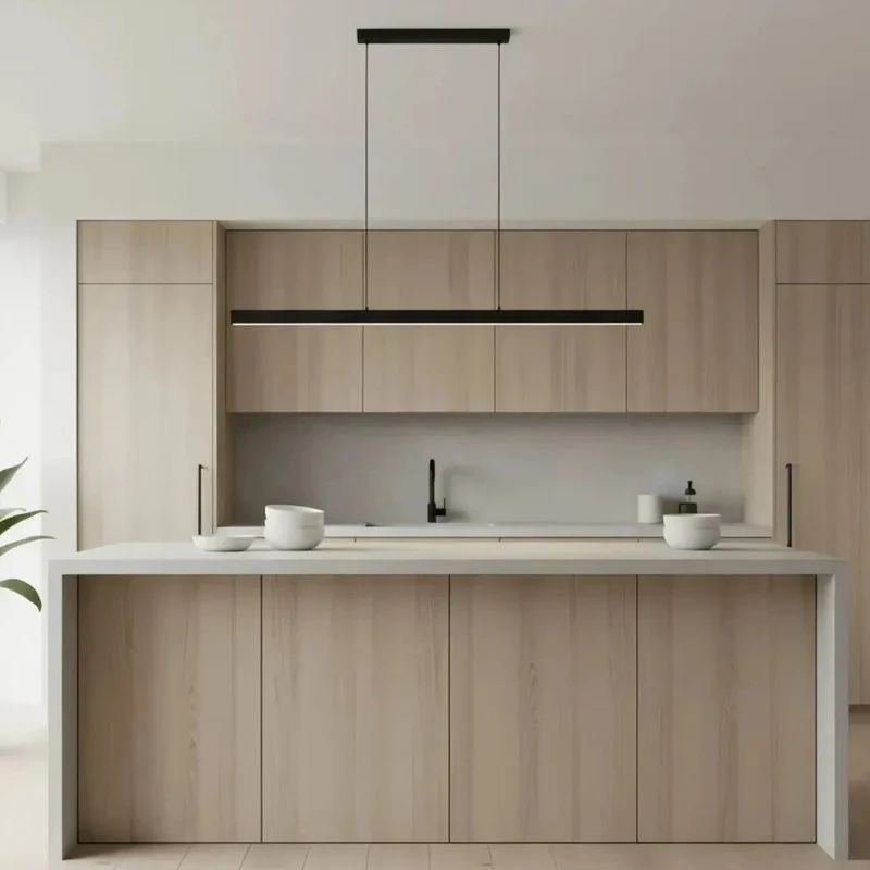 Längliche LED Pendelleuchte für Esstisch, höhenverstellbar
