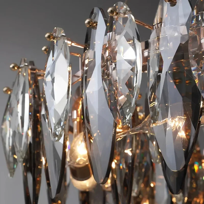 Moderne Pendelleuchte mit Kristallringen dimmbar für Wohnzimmer