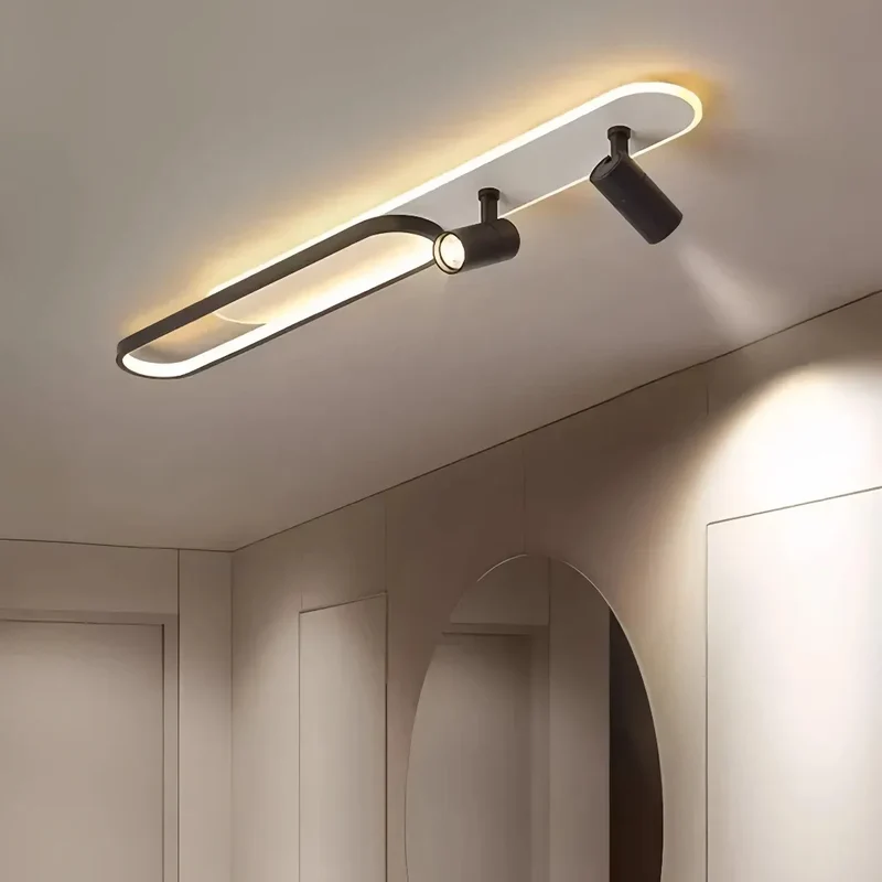 Moderne flache LED Deckenlampe mit schwenkbarem 355° Spot
