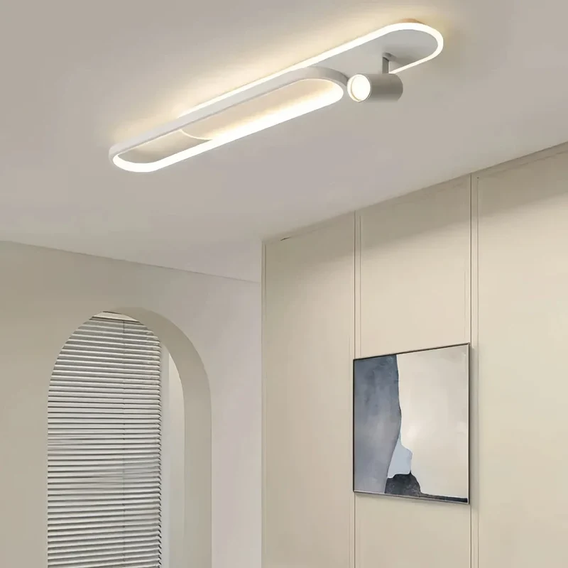 Moderne flache LED Deckenlampe mit schwenkbarem 355° Spot