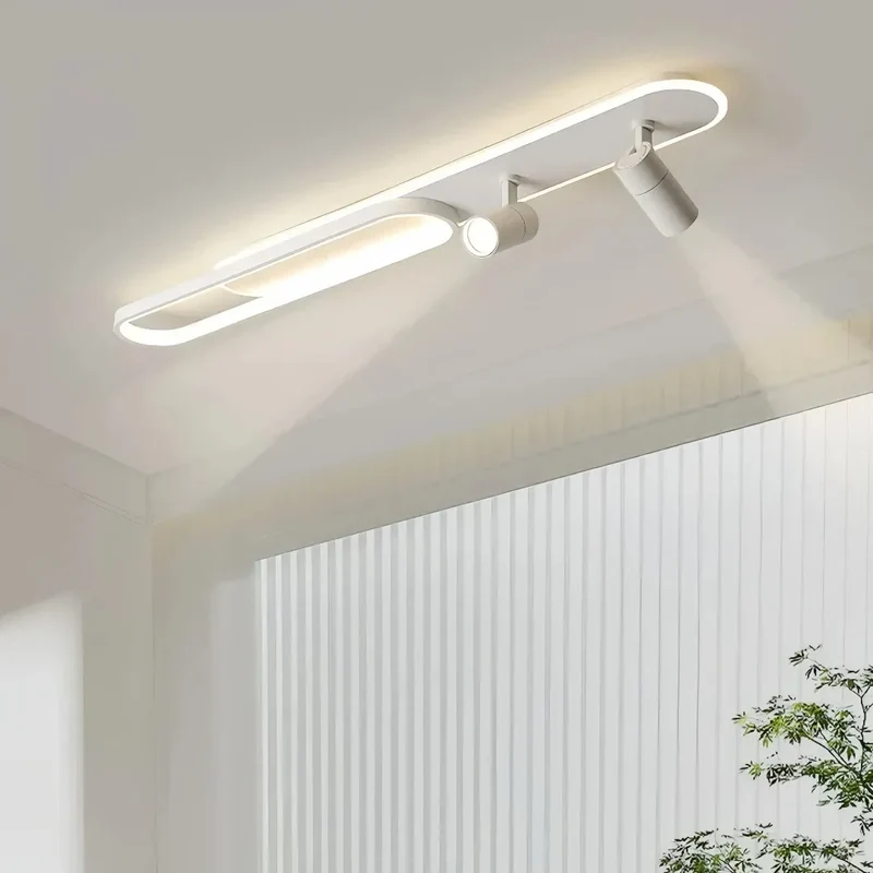 Moderne flache LED Deckenlampe mit schwenkbarem 355° Spot
