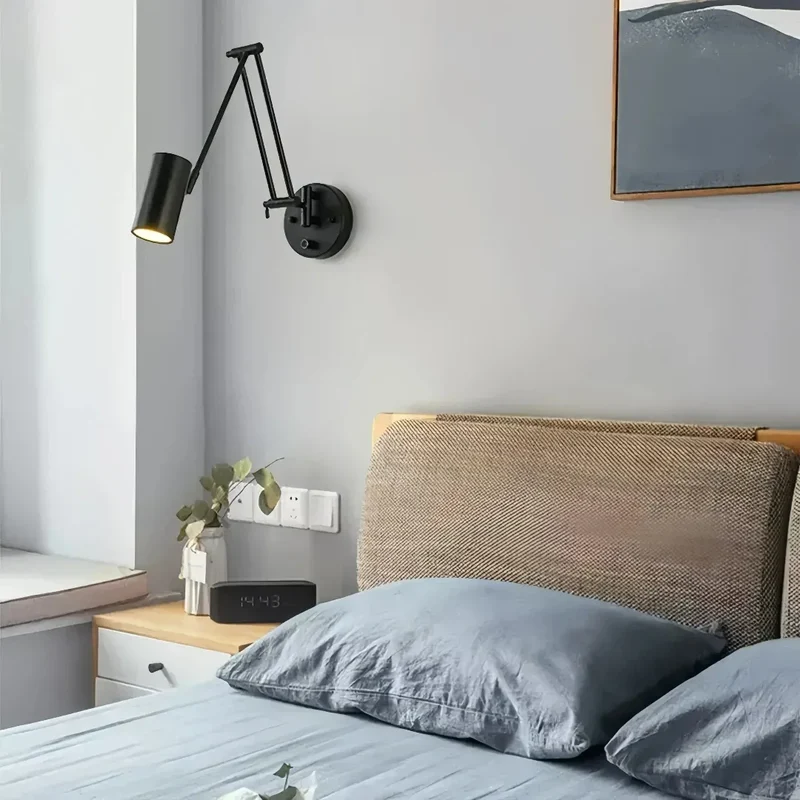Schwenkbare Wand Leselampe dimmbar, modernes Design für das Schlafzimmer