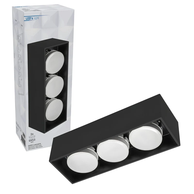 Deckenleuchte schwarz 3x GX53 bis 12W - LED's Light