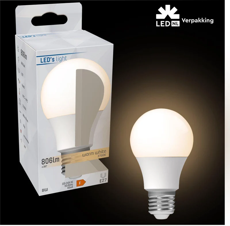 LED Glühbirne E27 dimmbar 8W Dim2warm Opal A60 - LED's Light