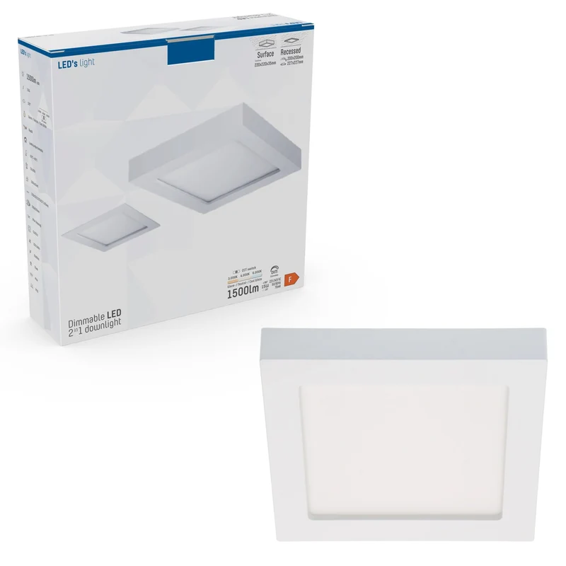 LED-Strahler 25x25cm dimmbar 12W CCT warm-neutral-kaltweiß Unterputz Aufputz - LED's Light