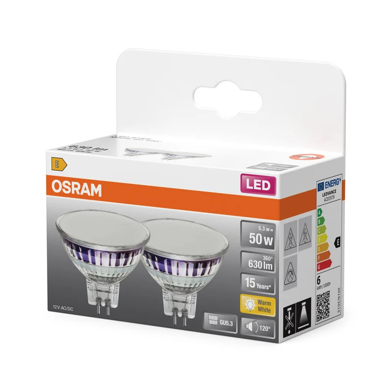OSRAM SPOT MR16 GL 50 LED-Reflektorlampe, 6,5W, 630lm , GU5.3 , Warmweiß