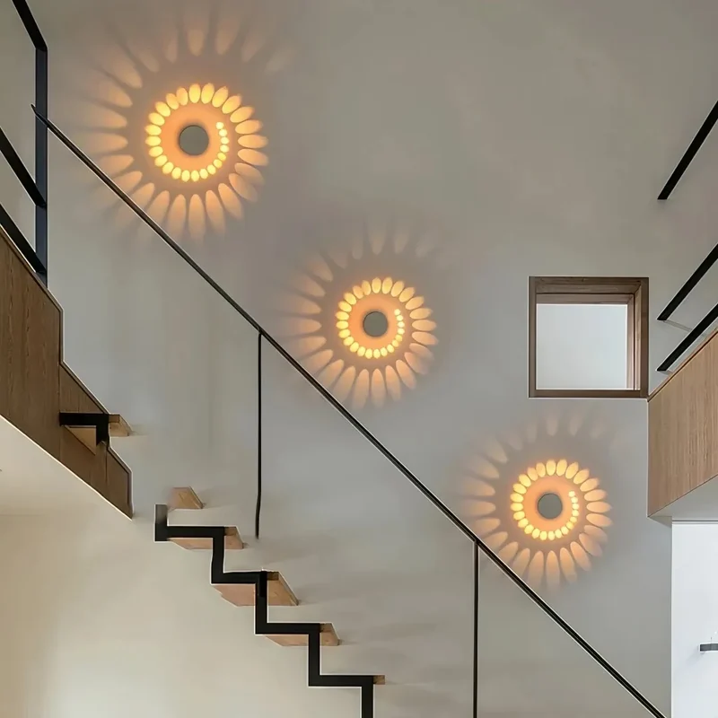 LED-Wandleuchte aus Aluminium mit Spiral-Lichteffekt für Flur