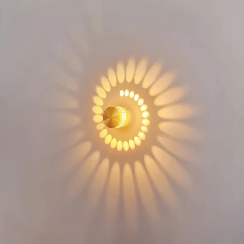 LED-Wandleuchte aus Aluminium mit Spiral-Lichteffekt für Flur