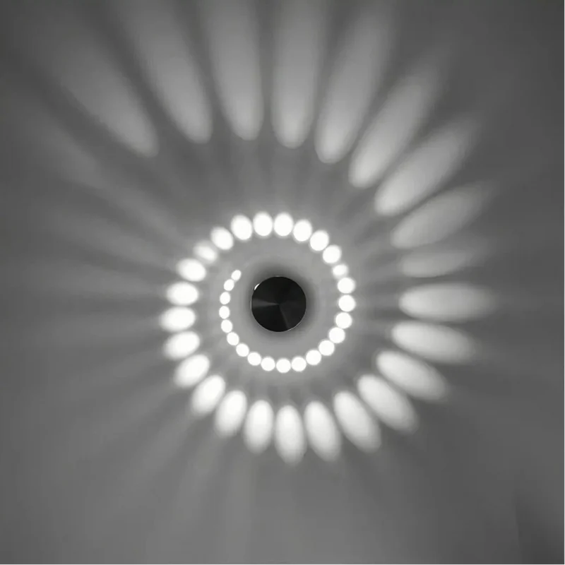 LED-Wandleuchte aus Aluminium mit Spiral-Lichteffekt für Flur