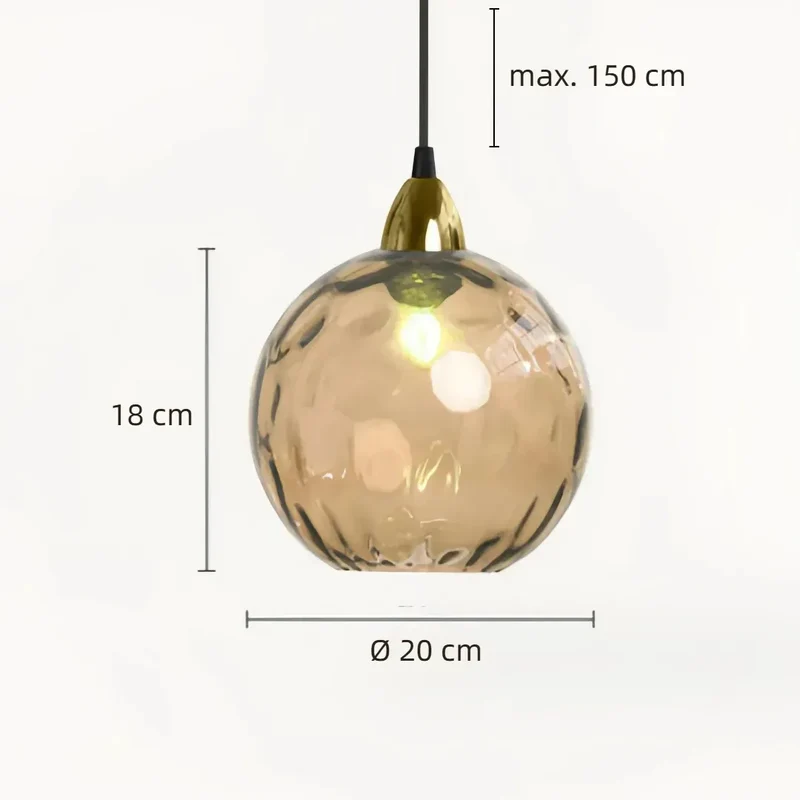 LED-Pendelleuchte mit bunter Glaskugel modern fürs Esszimmer