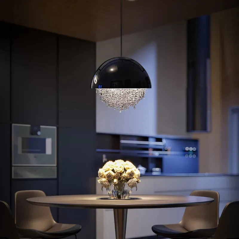 Kristall Pendelleuchte Kugel mit LED für Esszimmer