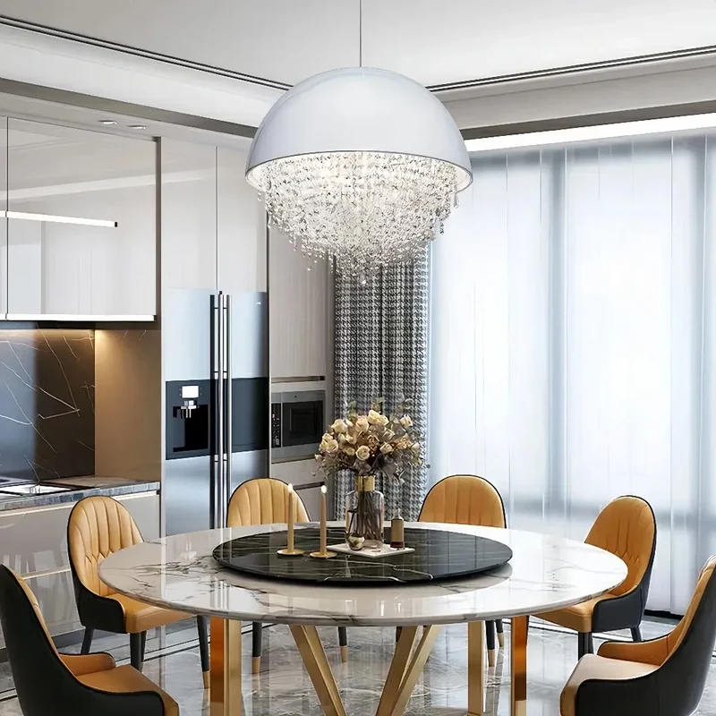 Kristall Pendelleuchte Kugel mit LED für Esszimmer