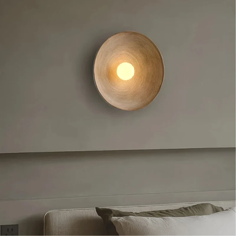 LED Wandleuchte Innen, Rund, Japanischer Stil fürs Schlafzimmer