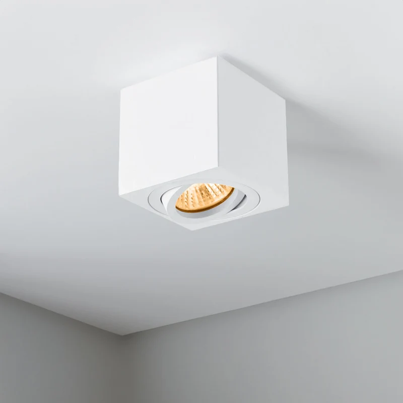 Aufbauspotleuchte weiß | 80x80mm | quadratisch | dimmbar | GU10-Fassung