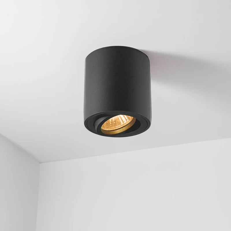 Aufbauspotleuchte schwarz | Ø80mm | rund | dimmbar | GU10-Fassung