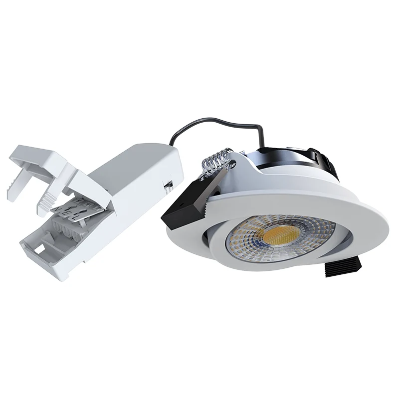 MIRAN Weißer flacher LED-Einbaustrahler | 5 W/7 W | Dimmbar | 68 mm | IP65 wasserdicht | CCT