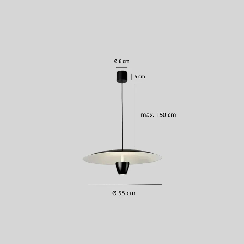 Moderne UFO Hängeleuchte für Esszimmer, höhenverstellbar, schwarz