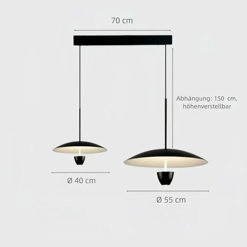 Moderne UFO Hängeleuchte für Esszimmer, höhenverstellbar, schwarz