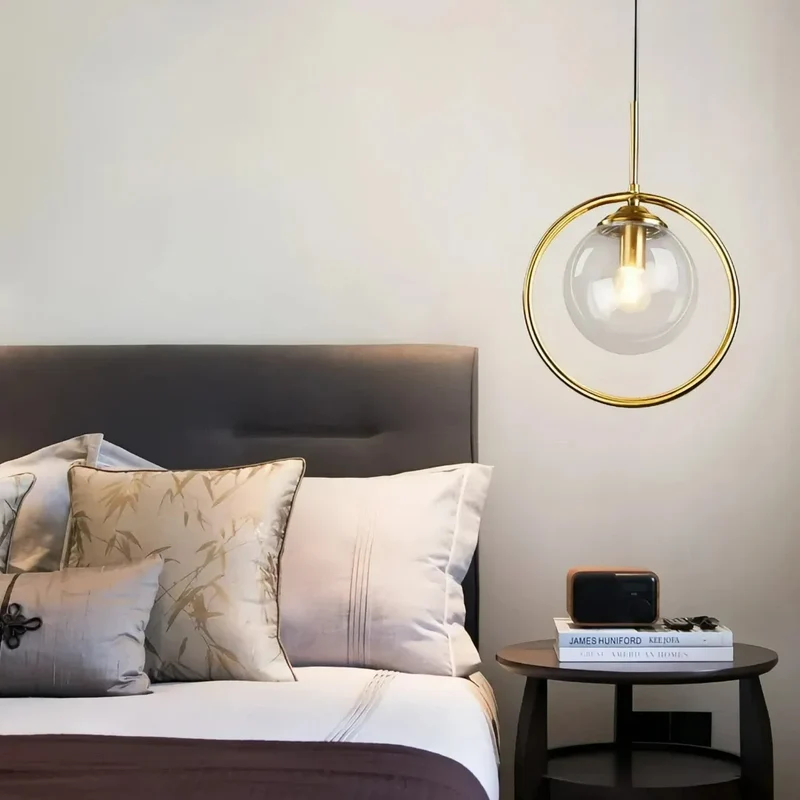 Moderne Pendelleuchte aus Glas 1-flammige Kugel für das Schlafzimmer