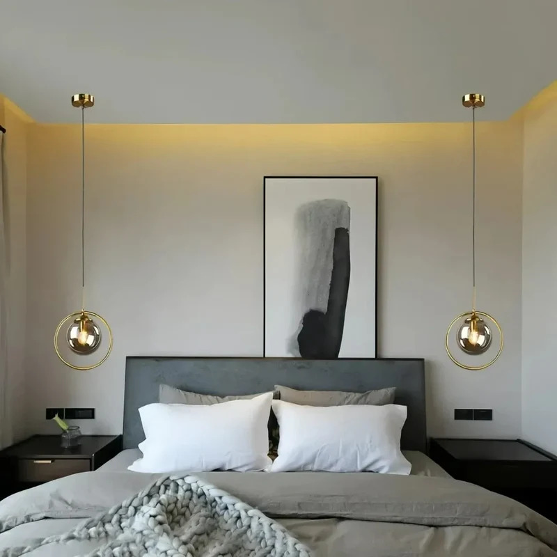 Moderne Pendelleuchte aus Glas 1-flammige Kugel für das Schlafzimmer