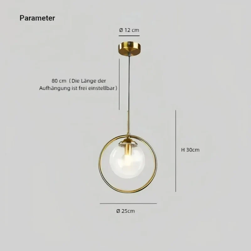 Moderne Pendelleuchte aus Glas 1-flammige Kugel für das Schlafzimmer
