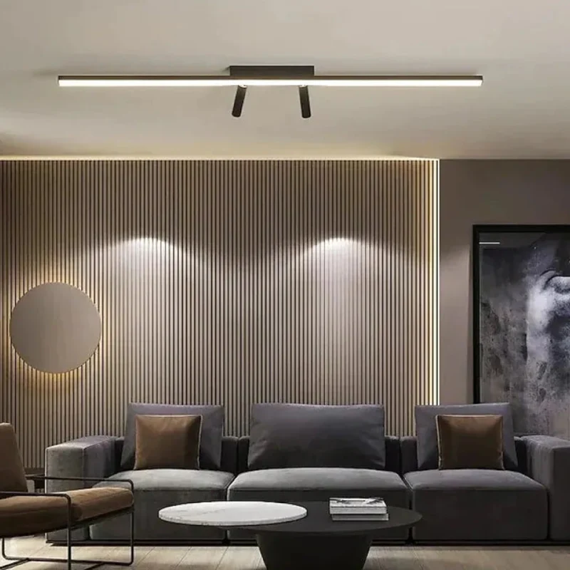 Moderne LED-Deckenleuchte mit Spots in Schwarz für Wohnzimmer