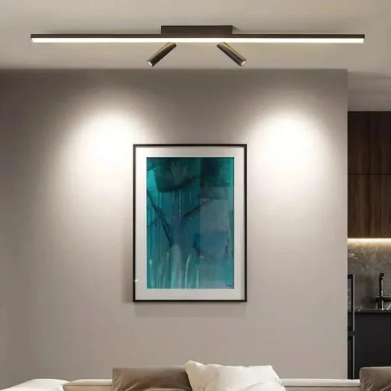 Moderne LED-Deckenleuchte mit Spots in Schwarz für Wohnzimmer