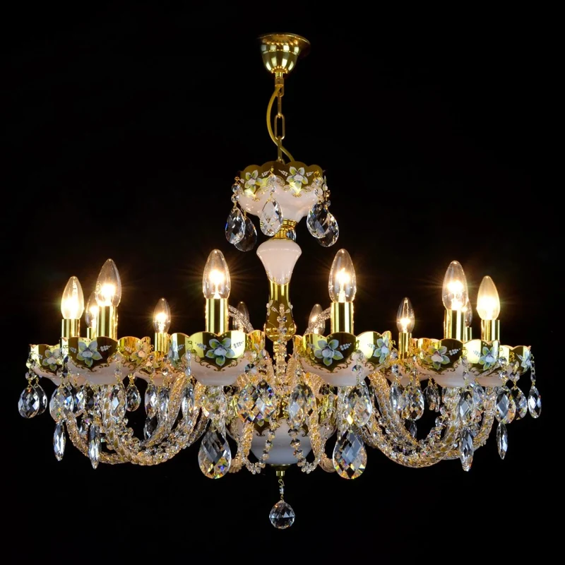 Casa Padrino Luxus Barock Kristall Kronleuchter Gold Ø 80 x H. 60 cm - Prunkvolle Messing Kronleuchter mit böhmischem Kristallglas - Barock Möbel - Edel & Prunkvoll