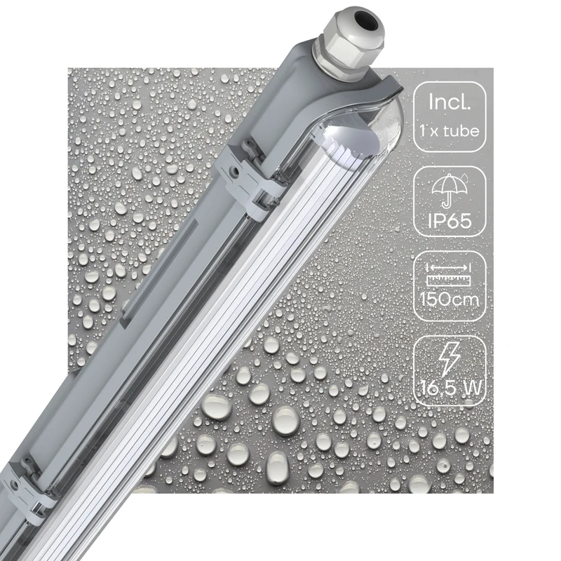 Feuchtraumleuchte mit LED-Röhre 150 cm 20,5W neutralweiß IP65 G13 - LED's Light