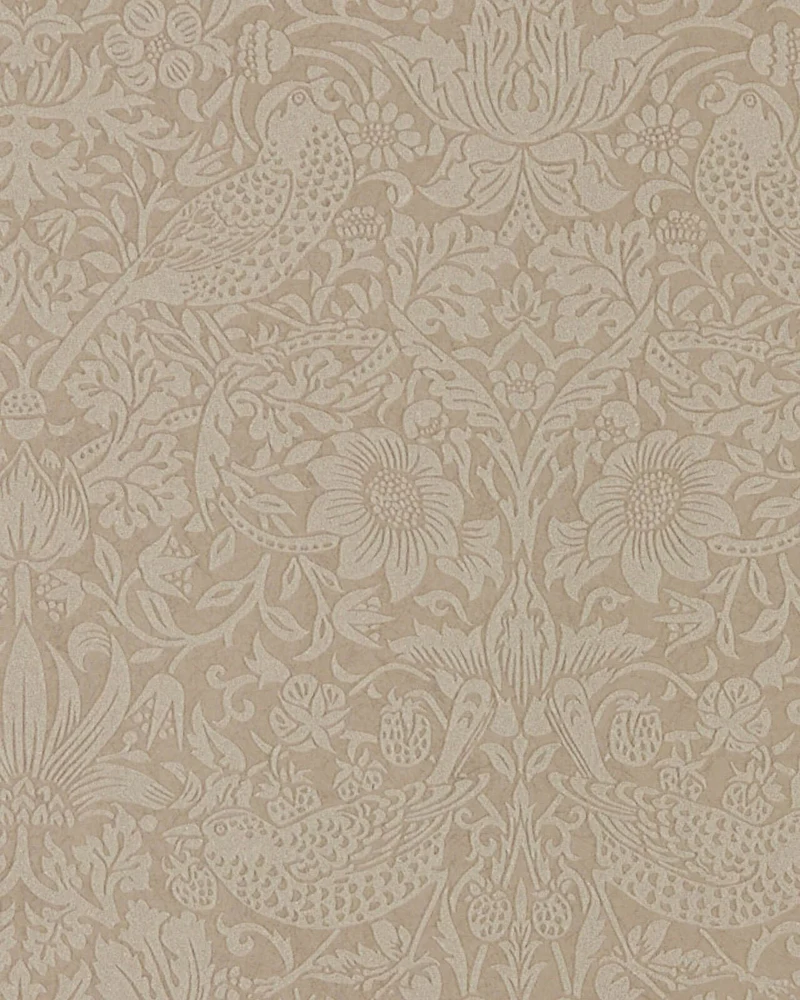 William Morris & Co. Tapet - Pure Strawberry Thief Taupe/Gilver